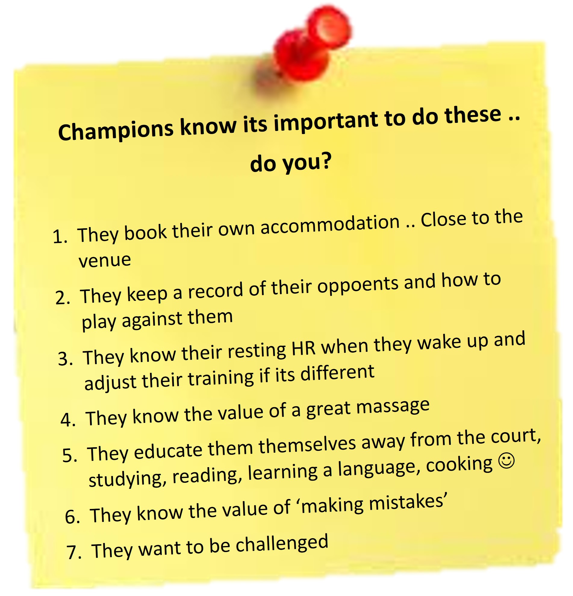 The champion to do list