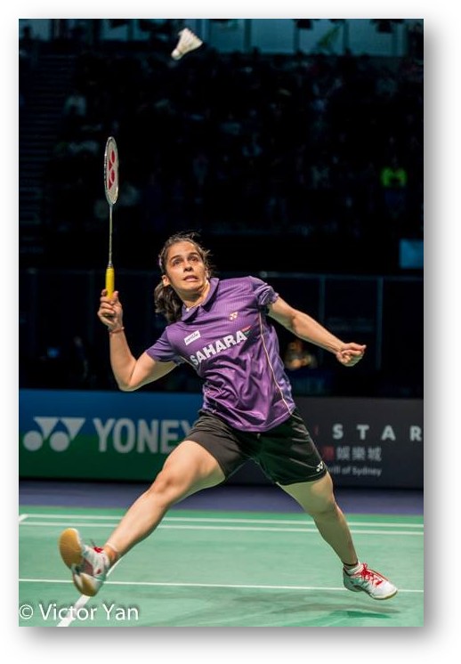 Badminton deep forehand